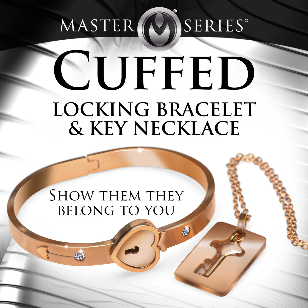 Cuffed Locking Bracelet & Key Necklace Rose Gold