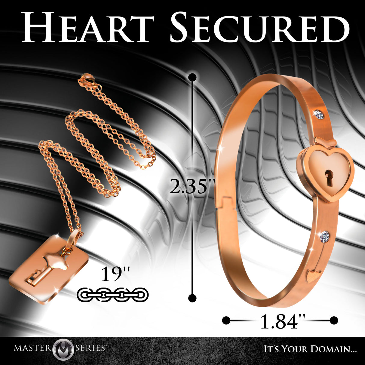 Cuffed Locking Bracelet & Key Necklace Rose Gold