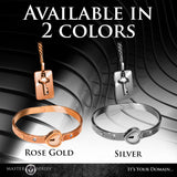 Cuffed Locking Bracelet & Key Necklace Rose Gold