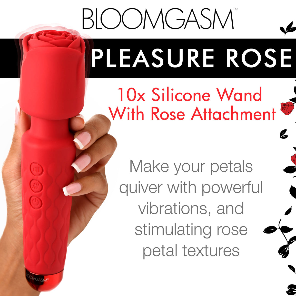 Pleasure Rose 10X Silicone Wand w/ Rose Attachment