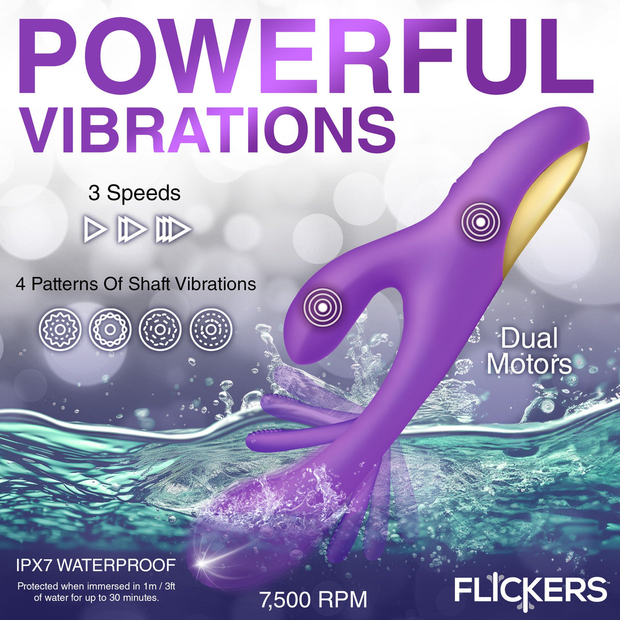 Tri-Flick Flicking Silicone Rabbit Vibrator