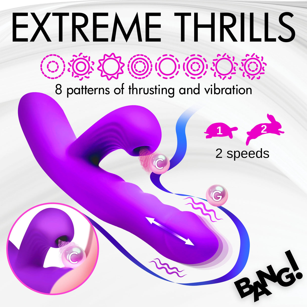 Thrusting & Sucking Rabbit Vibrator - Purple