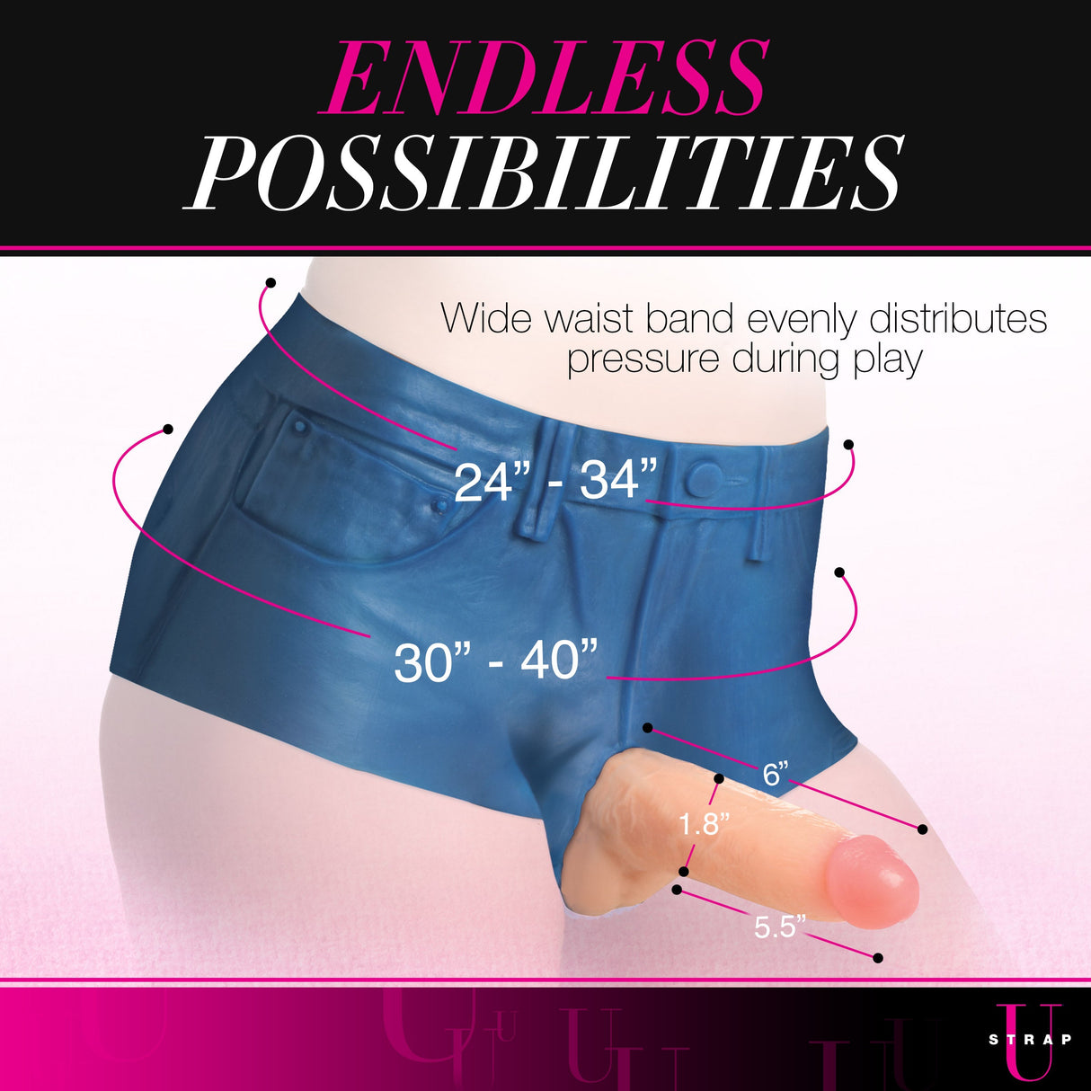 Booty Shorts 6" Dildo Silicone Strap On Harness - Large