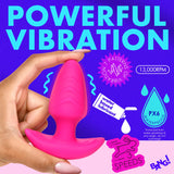 Rotating & Vibrating Silicone Butt Plug w/ Remote - Pink