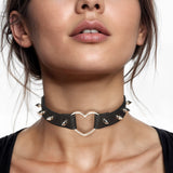 Spiked Heart Choker - Black