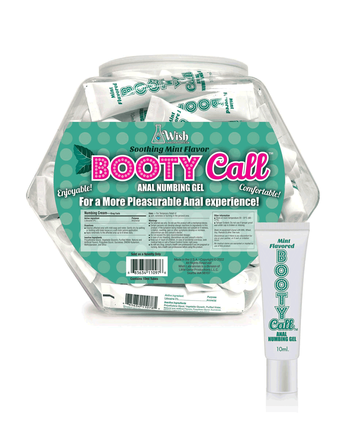 Booty Call Anal Numbing Gel- Mint POP Display of 65