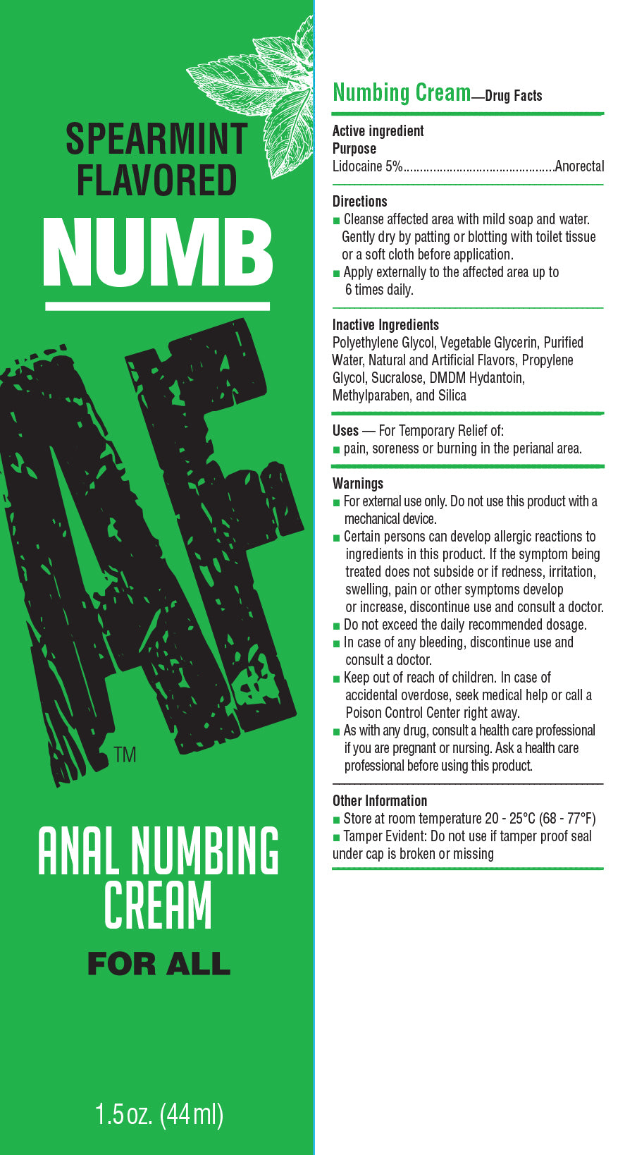 Numb AF Anal Numbing Cream 1.5oz