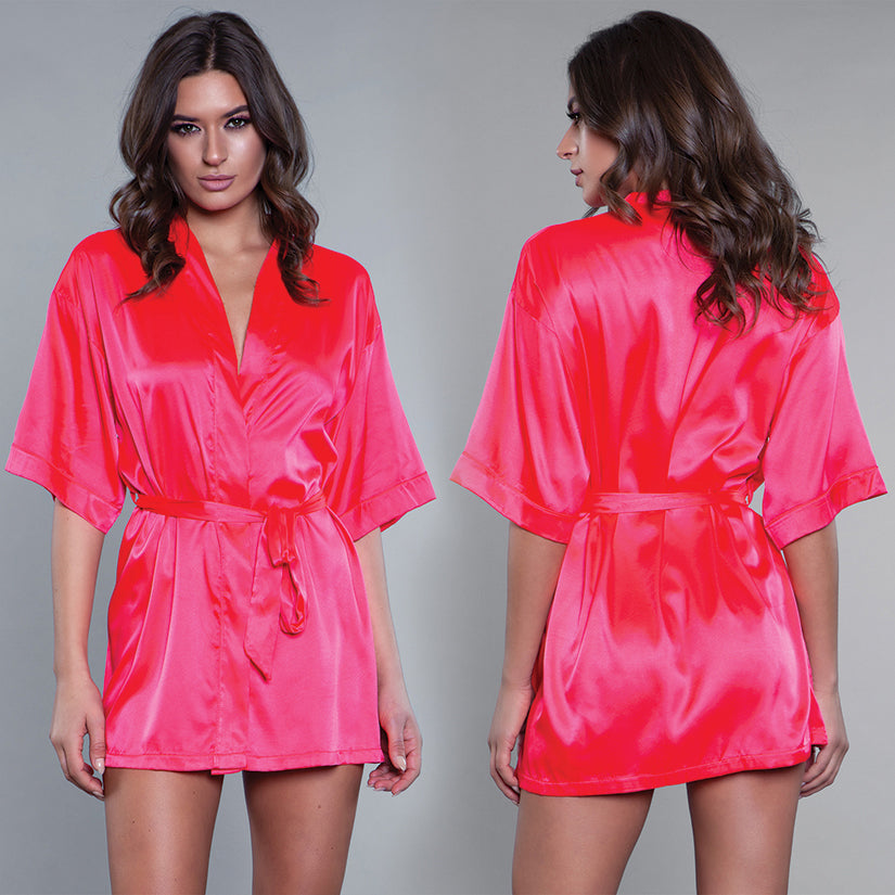 Satin Robe-Hot Pink