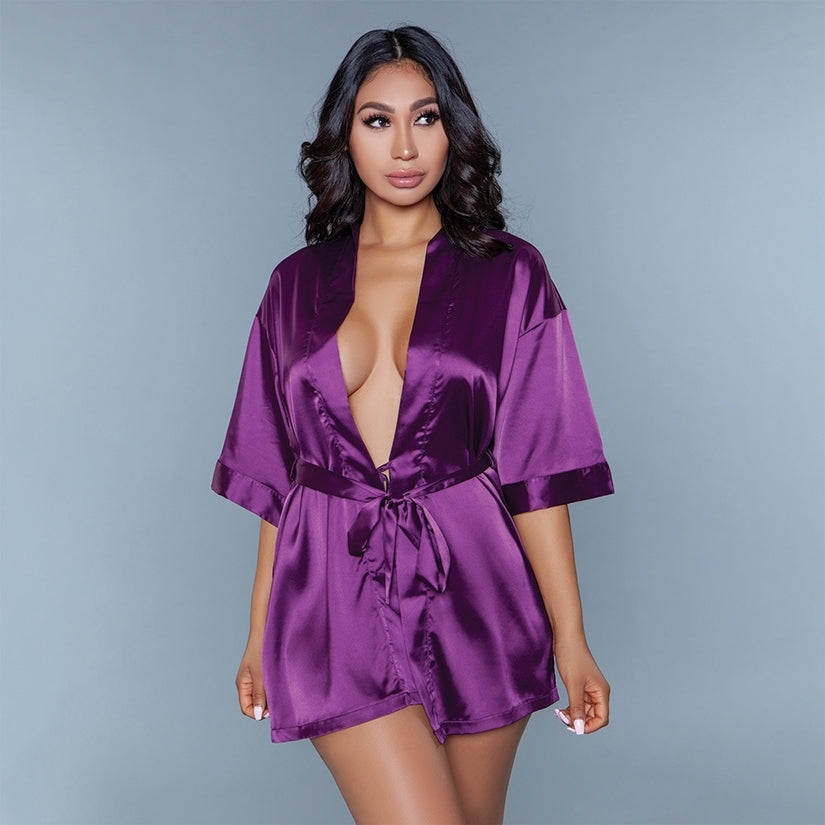 Satin Robe-Purple