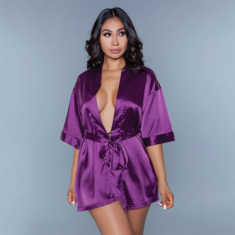 Satin Robe-Purple