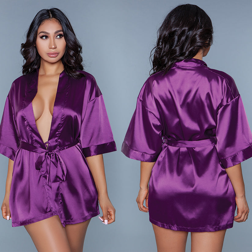 Satin Robe-Purple