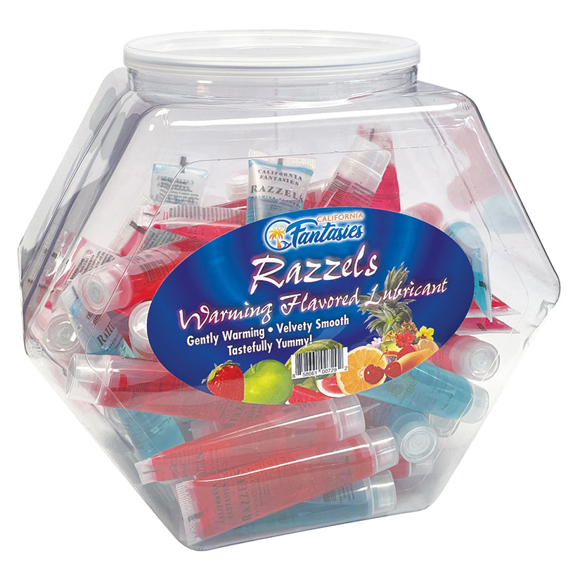 Razzels 3 In 1 Flavored Warming Lubricant .5 Tube Assorted Bowl Of 52