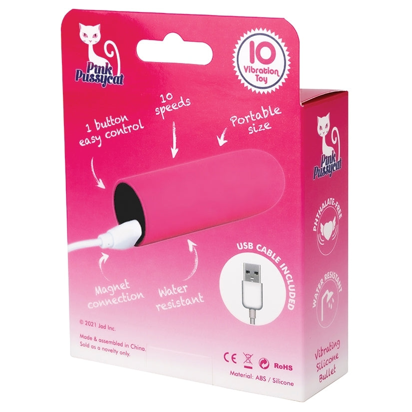 Pink Pussycat Vibrating Silicone Bullet