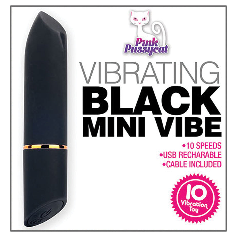 Pink Pussycat Vibrating Mini Vibe-Black