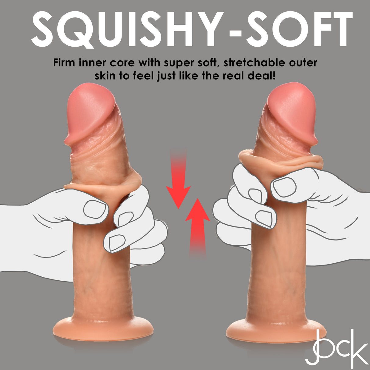 JOCK Real Skin 8" 10X Vibrating Realistic Skin Silicone Dildo