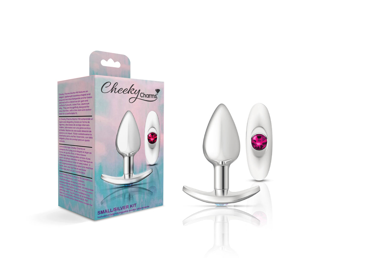 Cheeky Charms-Silver Metal Butt Plug Kit