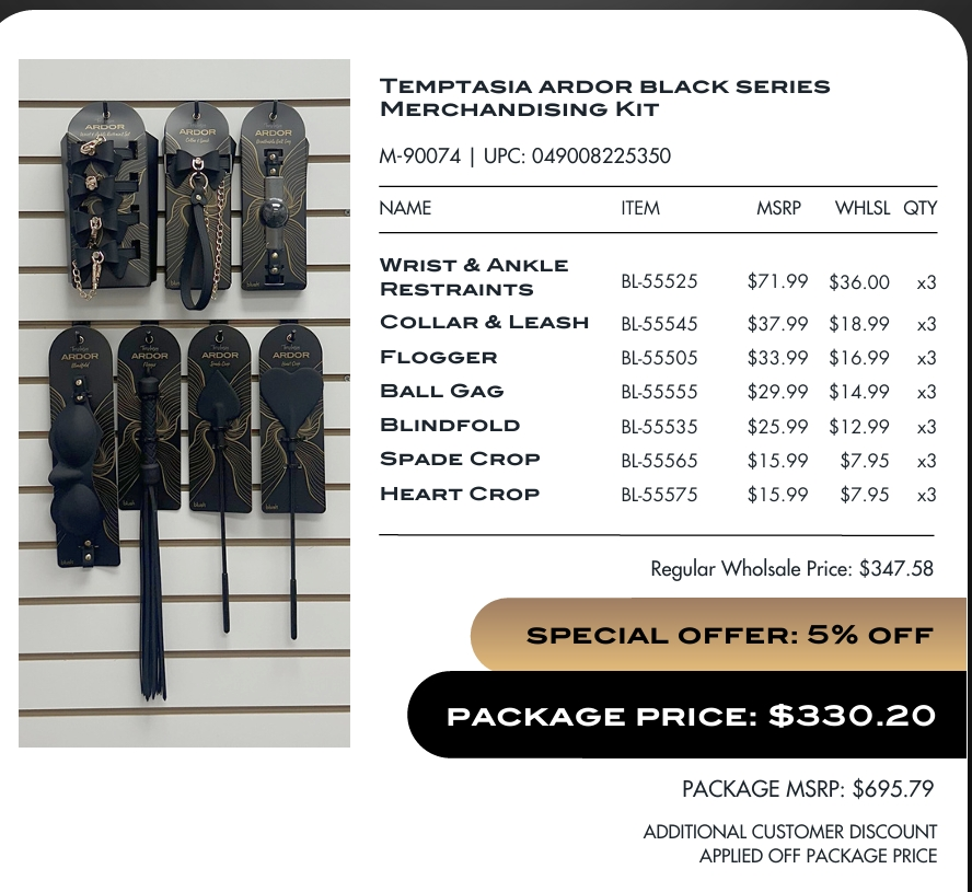 Temptasia Ardor Black Series Merchandising Kit
