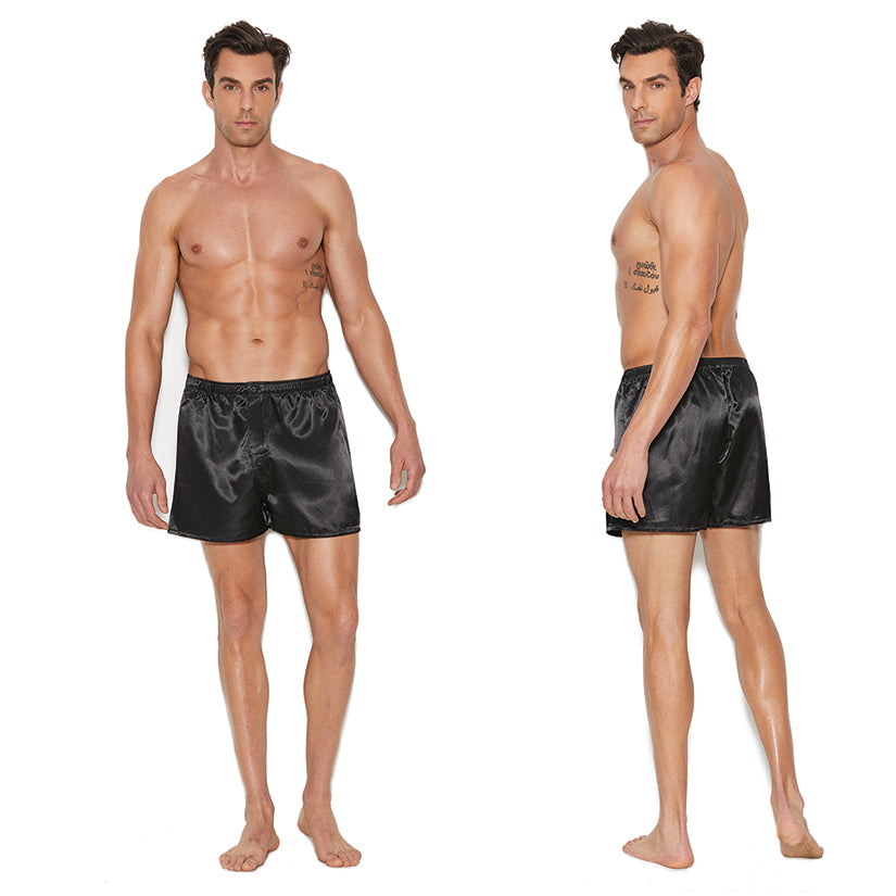 Charmeuse Satin Unisex Boxer Short-Black