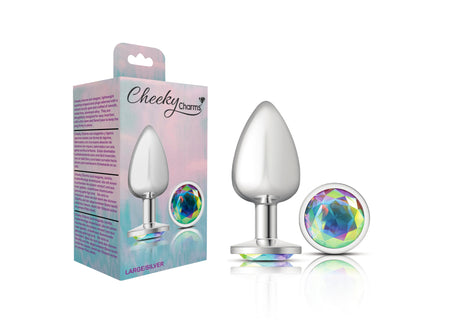 Cheeky Charms-Silver Metal Butt Plug- Round-Clear