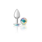 Cheeky Charms-Silver Metal Butt Plug- Round-Clear