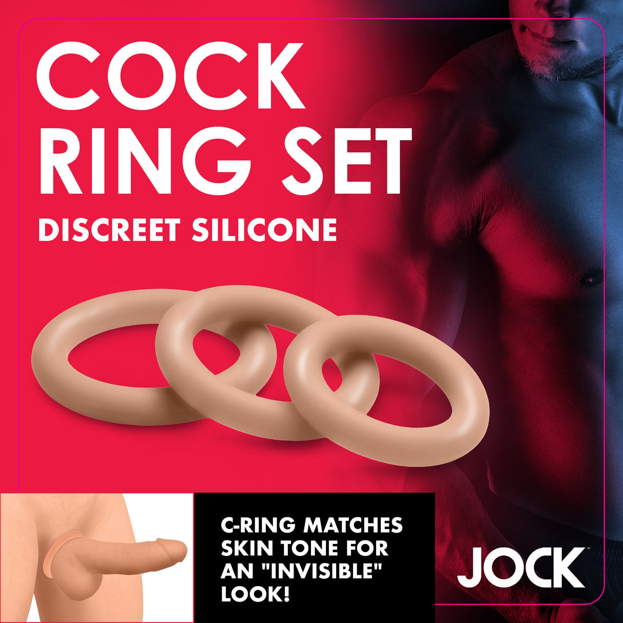JOCK Discrete Silicone Cock Ring Set - Medium