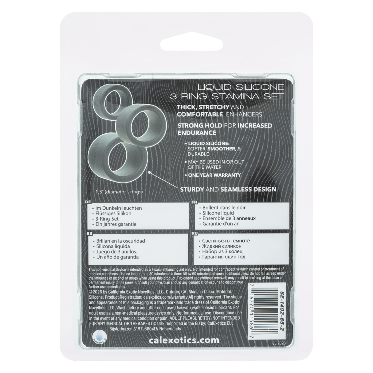 Alpha Liquid Silicone 3 Ring Stamina Set Black