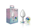 Cheeky Charms-Silver Metal Butt Plug- Round-Clear