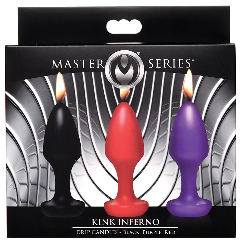 Master Series Kink Inferno Butt Plug Candles-Black, Purple, Red