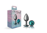 Cheeky Charms-Gunmetal Metal Butt Plug- Round-Teal