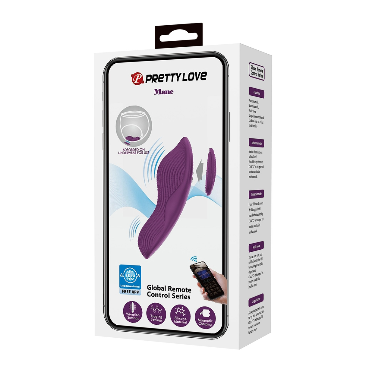 Pretty Love Mane Magnetic App-Controlled Panty Vibe - Purple