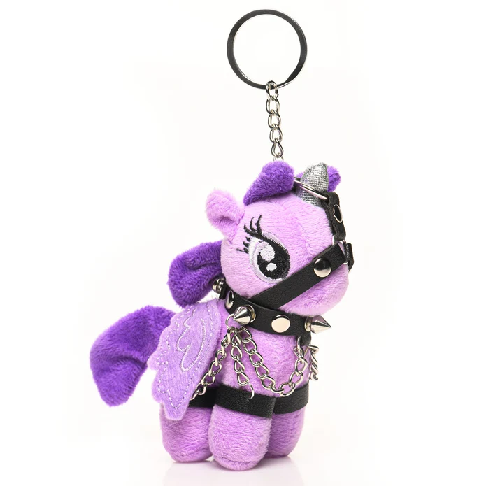 Raven Plum Bondage Pony Keychain - Purple