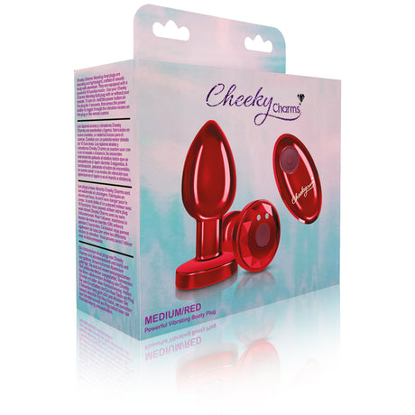 Cheeky Charms - Rechargeable Vibrating Metal Butt Plug With Remote Control - Red