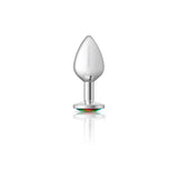 Cheeky Charms-Silver Metal Butt Plug- Round-Rainbow