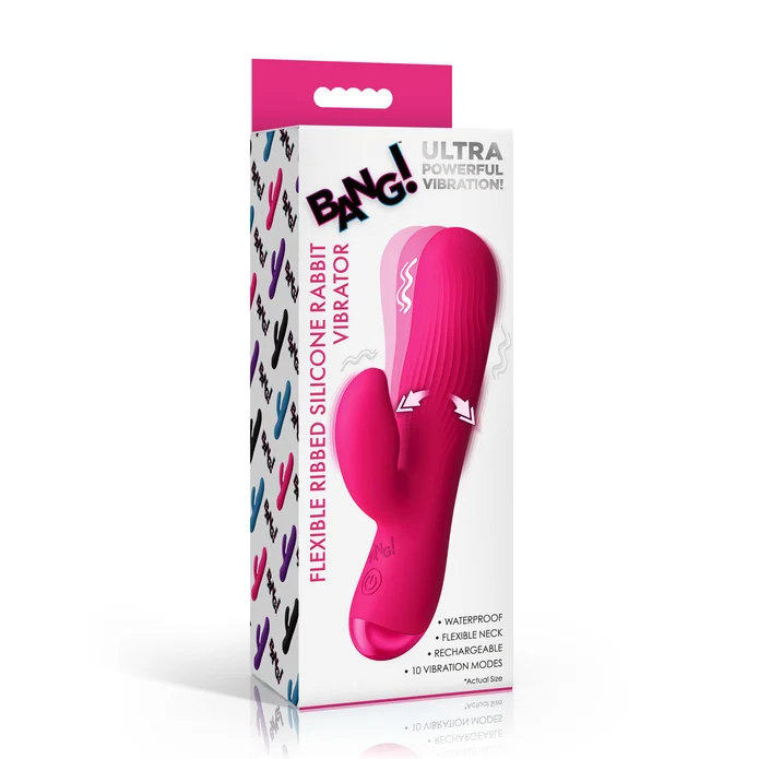 Bg Ribbed Silicone Rabbit Vibrator Pink