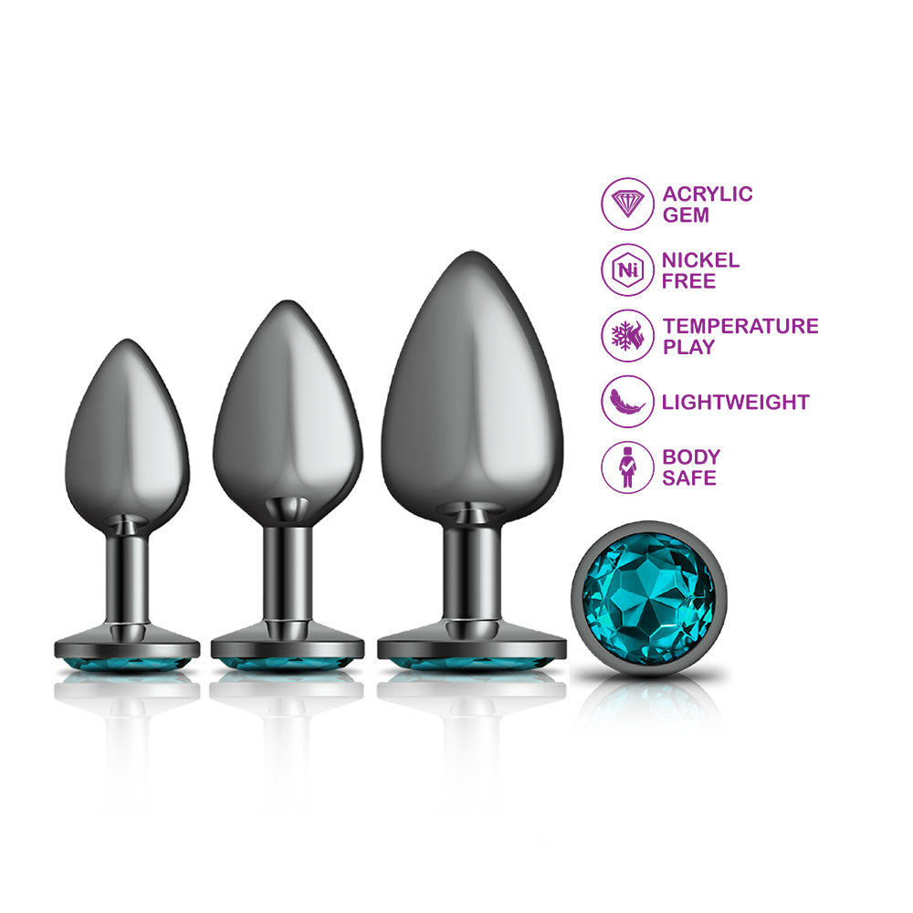 Cheeky Charms - Metal Butt Plug Gunmetal - Round - Anal Trainer Kit