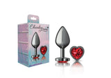 Cheeky Charms-Gunmetal Metal Butt Plug- Heart-Dark Red