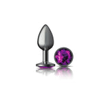 Cheeky Charms-Gunmetal Metal Butt Plug- Round-Deep Purple