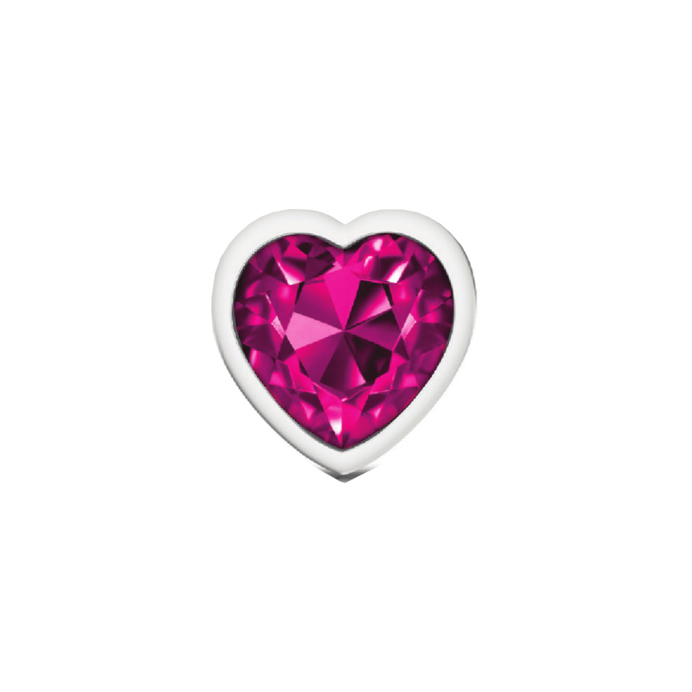 Cheeky Charms-Silver Metal Butt Plug- Heart-Bright Pink