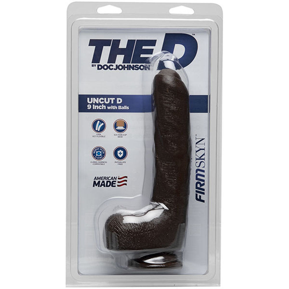 The D - Uncut D - 9 Inch With Balls - Firmskyn -  Chocolate