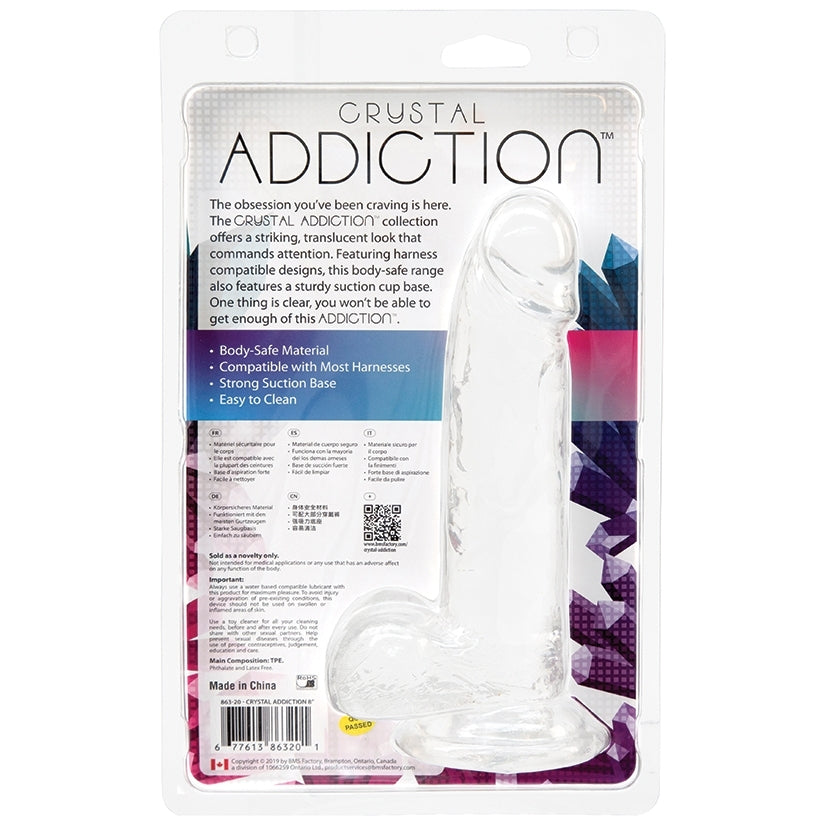 Crystal Addiction Dong W/ Balls-Clear 8"