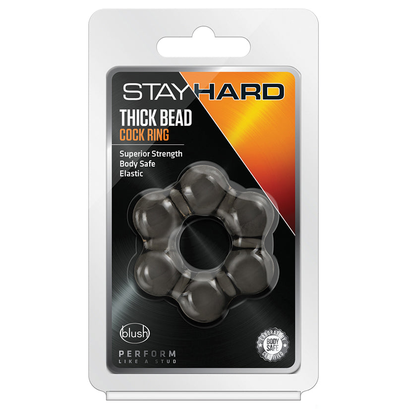 Stay Hard Thick Bead Cock Ring-Black