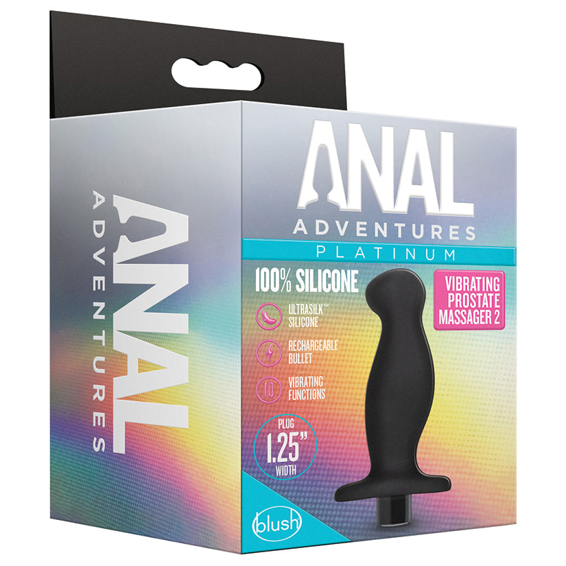 Anal Adventures Platinum Silicone Vibrating Prostate Massager 02 -Black
