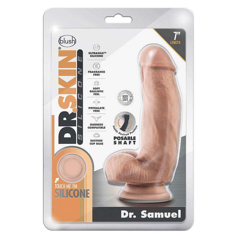 Dr. Skin Silicone Dong With Suction Cup-Dr. Samuel Vanilla 7"