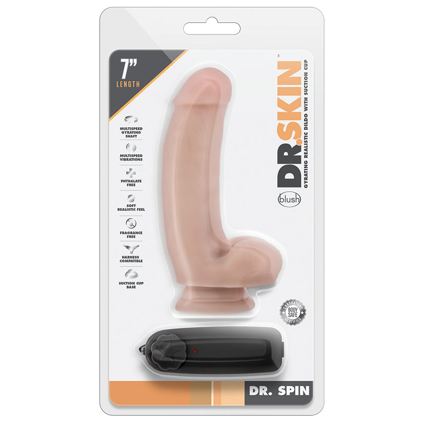 Dr. Skin Dr. Spin Gyrating Realistic Dildo-Vanilla 7"