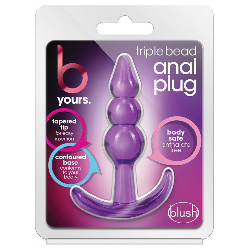 B Yours. Triple Bead Anal Plug-Purple