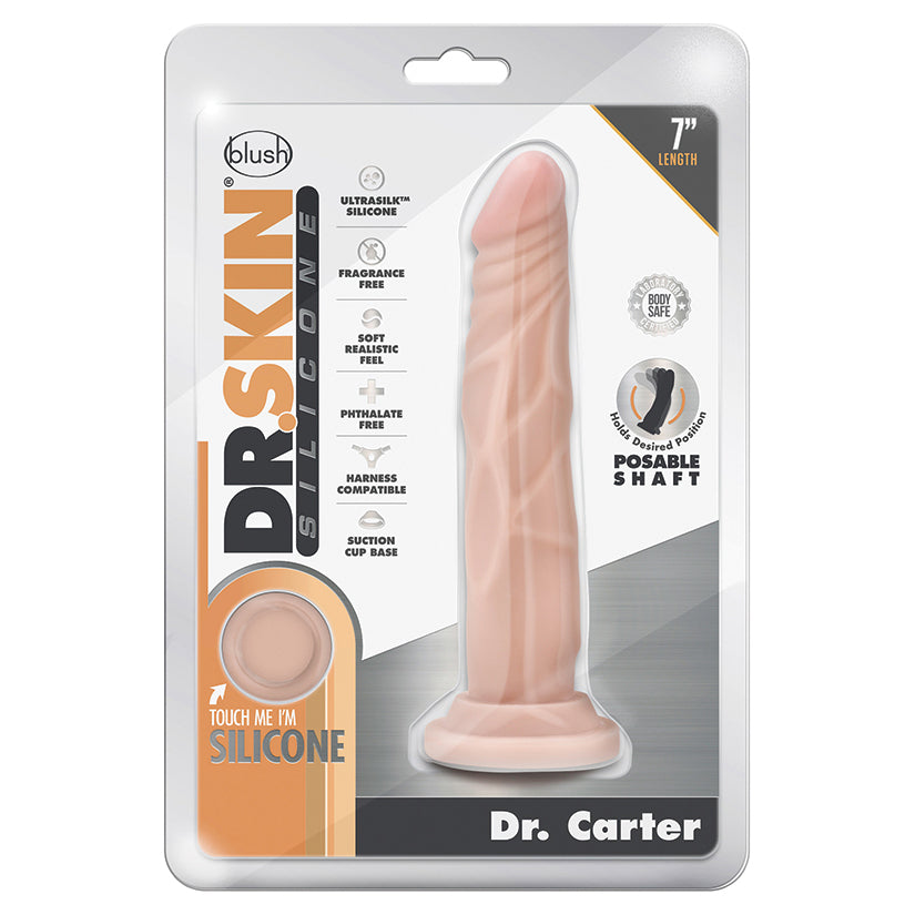 Dr. Skin Silicone Dong With Suction Cup-Dr. Carter Vanilla 7"