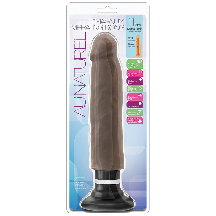 Au Naturel Sensa Feel Magnum Vibrating Dong-Chocolate 11"