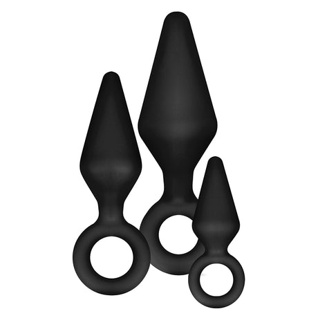 Anal Adventures Platinum Silicone Loop Plug Kit Black