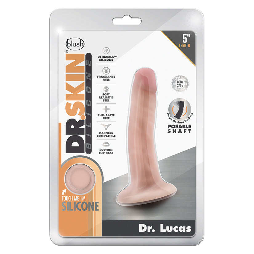 Dr. Skin Silicone Dong With Suction Cup-Dr. Lucas Vanilla 5"