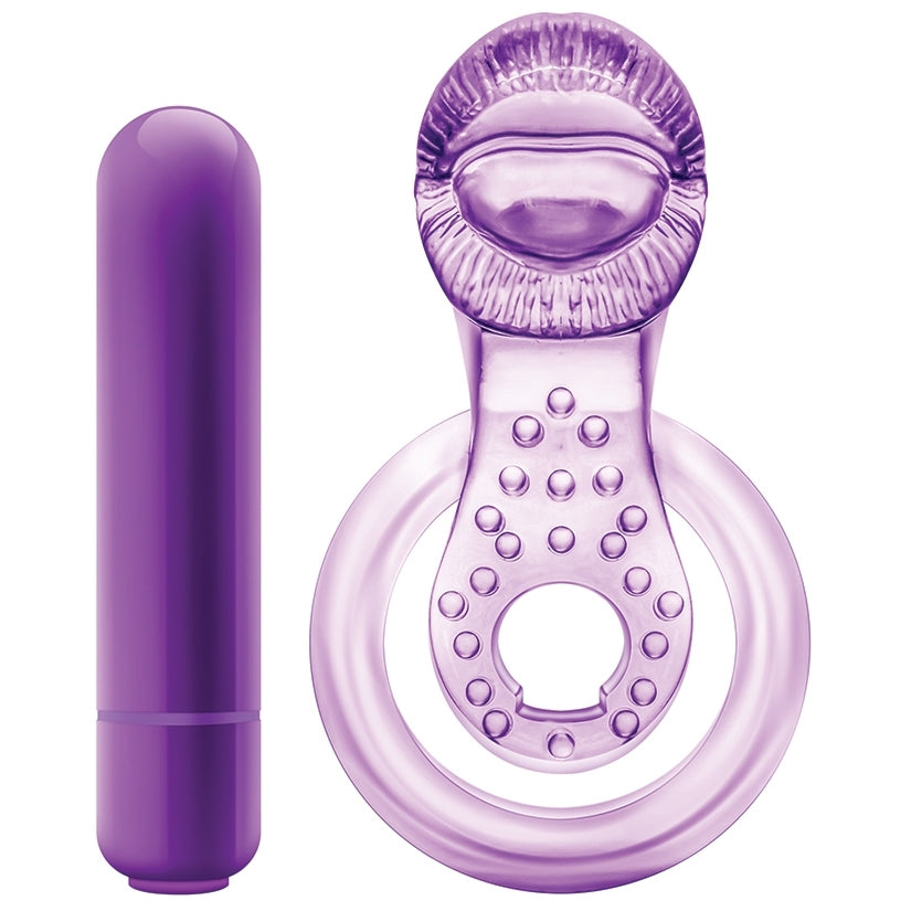 Play With Me Lick It Double Strap Cockring-Purple